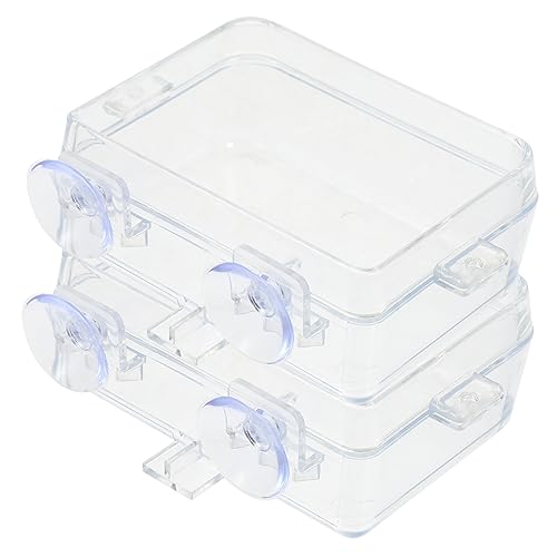 Hemoton 2pcs Reptile Feeding Bowls Escape Water Basin for Tanks Suction Cup Reptile Food Dishes Supplies