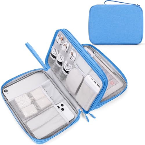 FYY Electronic Organizer, Travel Tech Pouch Bag, Extra Large, Cyan - color: Cyan, size: 10.8 x 8 x 3.15 inches