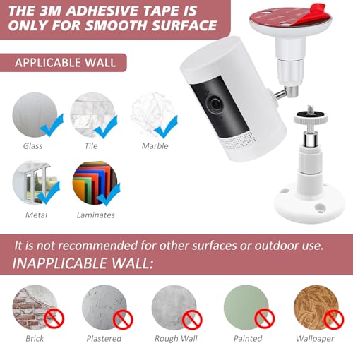 2 Pack Wall Mount Kit, VHB Adhesive or Screw, No Drill, Compatible with Arlo, Eufy Cam, Plug-in Ring & HD Security Camera, Stick & Up Cam Battery, Wyze Cam, Universal Indoor Outdoor Bracket