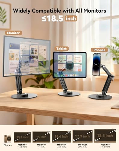 Jakeko Magnetic Portable Monitor Stand VESA Mount 75mm Travel 360° Swivel - size: Up to 18.5''