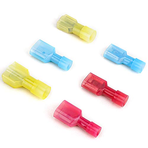 TICONN 100 Pcs Nylon Spade Connector Kit, Insulated Crimp Wire Connectors - style: Male Blue 100 Pcs