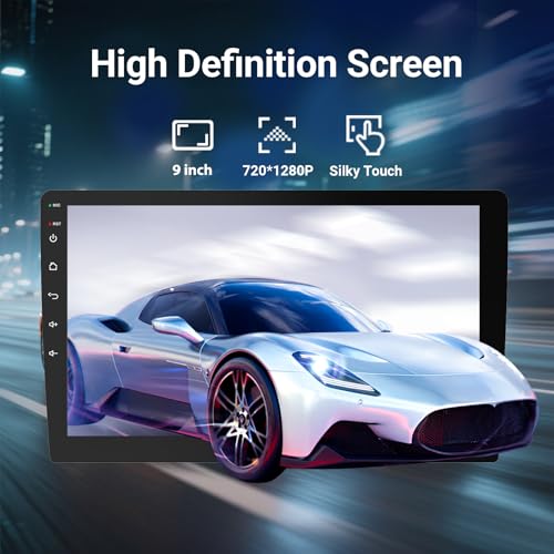 Haudio 9-Inch Double-DIN Android Car Stereo, Wireless Apple CarPlay and Android Auto, 2GB RAM, 64GB Storage, Bluetooth, Backup Camera, GPS Navigation, Wi-Fi, FM/AM/RDS Radio, 1280 x 720 Touchscreen - size: 9 inch