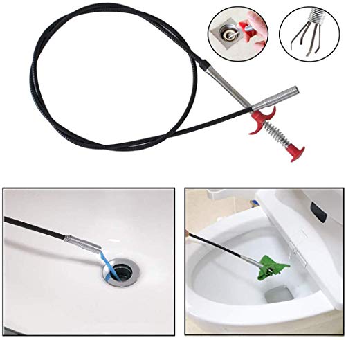 SDTC Tech 2-Pack Spring Pipeline Dredge Hook Cleaner Gripper Grabber Pickup Tool Flexible Drain Clog Remover Retractable Claw Retriever for Kitchen Bathroom Toilet Tub (24inch + 64inch) - color: 1pcs 24inch+ 1pcs 64inch