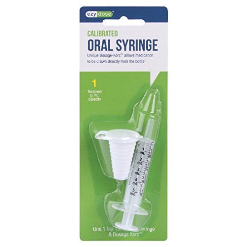 Ezy Dose Kids Baby Oral Syringe & Dispenser Calibrated for Liquid Medicine, Reduce Mess and Spills, Easy Way to Orally Administer, Medication, 5 mL/1 TSP, Includes Bottle Adapter, Clear, BPA Free - size: 5 mL + Bottle Adapter