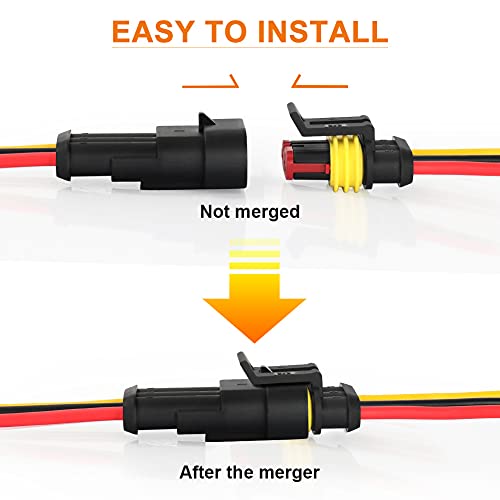 NAOEVO 3 Pin Connector Waterproof, 16 AWG 3 Wire Connectors, 6 Kits - size: 3 Pin