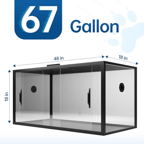 67 Gallon Reptile Terrarium Tank, 48" x 18" x 18" Bearded Dragon Enclosure Glass Terrarium with Screen Ventilation, Front Opening for Lizard, Snake and Tropical Habitat