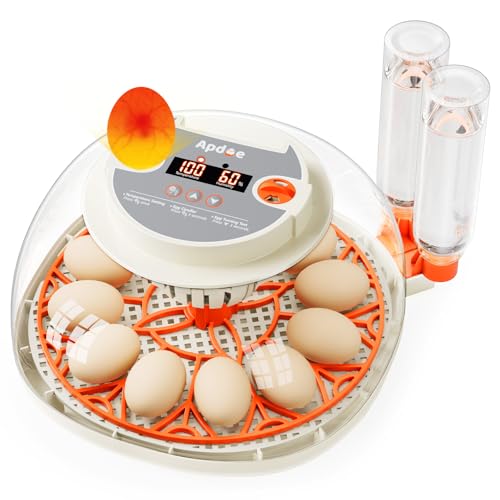 APDOE Egg Incubators for Hatching Eggs, Temperature and Humidity Control, Automatic Egg Turning, Egg Candler, External Water Bottle, Air Vent, for Chicken, Duck & Quail Eggs, 12 Eggs - size: 12 Eggs