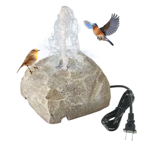 Saillong Bird Bath Water Fountain with Electric Pump, Granite Air Pump Rock for Bird, Rock Waterfall Fountain, Feeder, Aquariums, Fish Tank (Beige) - color: Beige