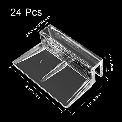 24 Pack Aquarium Lid Clips DIY Aquarium Lid Holder Clear Acrylic Fish Tank Support 5MM Aquarium Glass Holder(5MM) - size: 5MM
