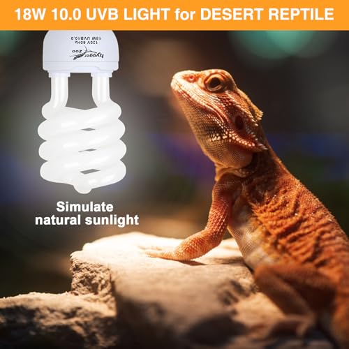 UVB Reptile Light UVA UVB Bulb, 10.0 18W UVB Light for Reptiles Bearded Dragons, UVA UVB Reptile Light Bulb Reptile Lamp for Bearded Dragon Lizards Turtles Snakes Geckos Desert Reptile Tank - size: 10.0 18W