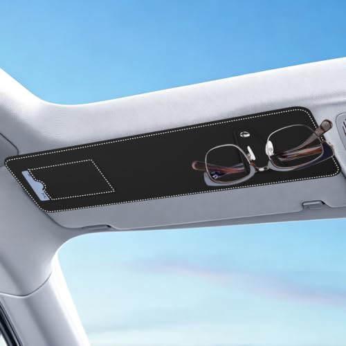 Car Sun Visor Extender with Sunglass Clip&Ticket Card Holder, Black - color: Black