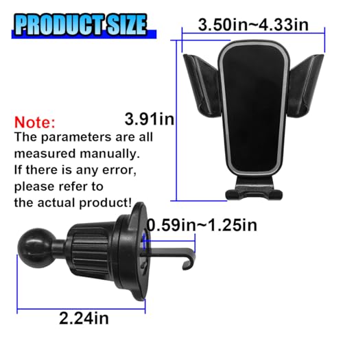 YoRise Car Phone Holder Mount for Air Vent, Universal 360° Rotation Auto Air Vent Cell Phone Holder with Wider Clamp & Metal Hook, Automobile Phones Stand Cradle for All Smartphones (Black)