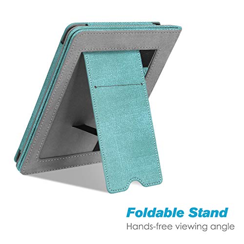 Fintie Stand Case for 6" Kindle Paperwhite 10th Gen 2018, Turquoise/Brown - color: turquoise/brown