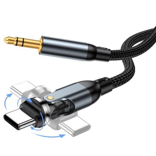 540° Rotating USB C to 3.5mm AUX Cable for Car 3.3FT, Type C to Audio Cable