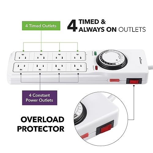 BN-LINK 8 Outlet Surge Protector with Mechanical Timer and Heat Mat Thermostat Controller