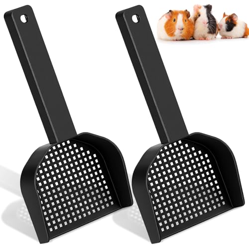2Pcs Poop Scooper 2.95 in × 5.9 in Cat Litter Scooper Fine Mesh Sifting Shovel Plastic Handle for Guinea Pig Rabbits Small Animals for Easy Waste Cleaning