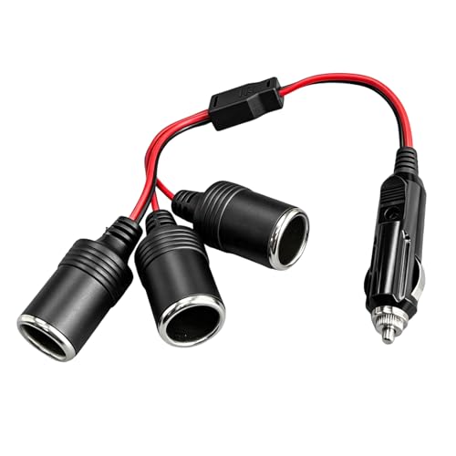 Car Cigarette Lighter Splitter, 12V 24V 1 to 3 Auto Power Charger Port with Indicator Light & 15A Fuse, 3-Socket Cigarette Lighter Adapter Extension Cable for Most Cars - color: 1 to 3