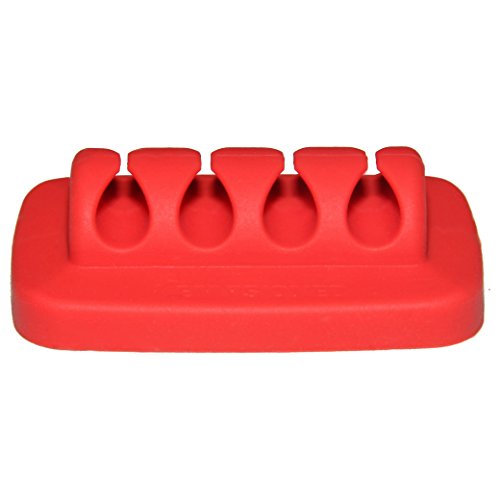 ENVISIONED Desktop Cable Organizer, Weighted, Eco-Friendly Silicone, No Bad Smell, Bundled with 4 Reusable Cable Ties (Red) - color: Red