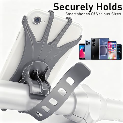 Gray Bicycle Phone Mount – Universal 360° Handlebar Holder for Motorcycles & Bikes - color: Gray