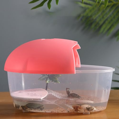 Small Turtle Tank with Basking .84X6.69X6.10 Inches Portable Turtle Breeding Box for Aquatic Turtles and Small Reptiles Plastic Case for Water Habitat