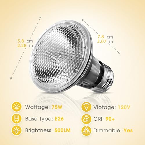 Briignite Reptile Heat Bulb [2 Pack], Reptile Light Bulbs 75W UVA UVB, Dimmable Heat Lamp Bulbs Basking Spot Light Bulb for Reptiles, Amphibian, Bearded Dragon, Lizard, Chicken - color: Cream-75w Th10