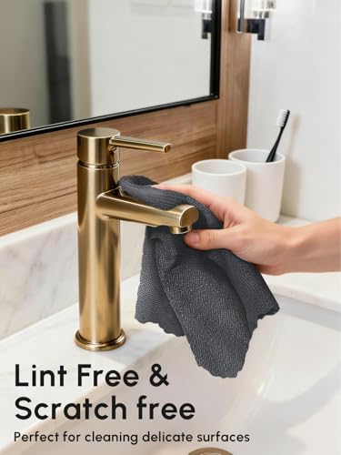Microfiber Cleaning Cloths Roll 75 Pack 12x12 Inch Lint Free - color: Dark Grey