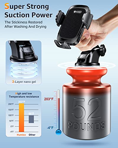 Phone Mount for Car [Military-Grade Super Suction] Universal Hands-Free Phone Holder for Dashboard Windshield Air Vent for iPhone 17/16 Pro Max Air Plus Samsung All Phones - size: Holder+Dash+Vent+Windshield