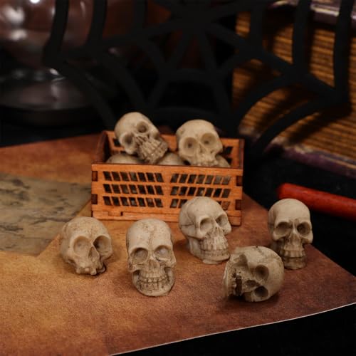 ABOOFAN 20pc Resin Mini Skulls - Halloween Skull Head Decor for Home Table & Garden