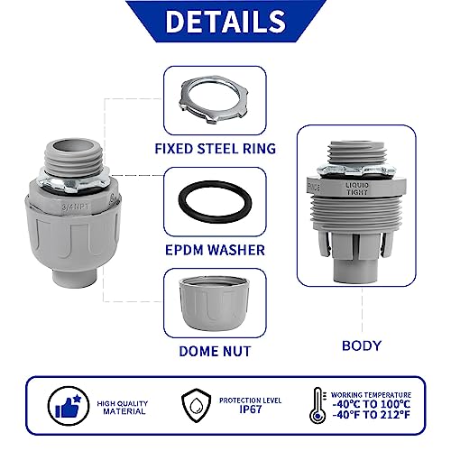 (3/4" Conduit Coupling 20 Pack) Yariwiz 3/4 Plastic Liquid Tight Conduit Coupling - style: 3/4" Straight-20 Pack