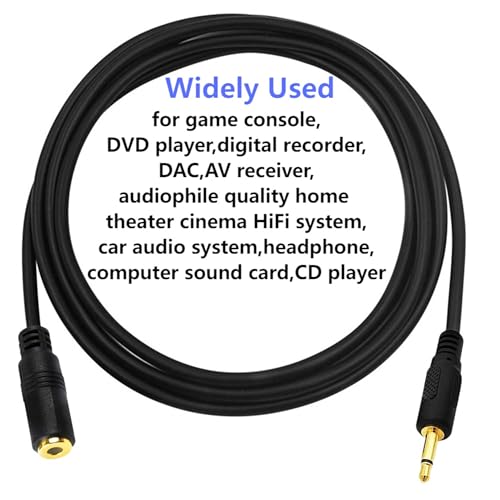 1/8" 3.5mm Mono Mini Audio Connector Male to Female Cable 6Ft