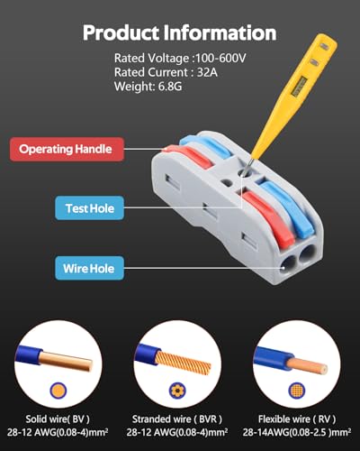 ALITOVE 25pcs Lever Wire Connectors 2 Port Quick Wire Connector 2 in 2 Out - size: 25PCS, style: 2 in 2 out