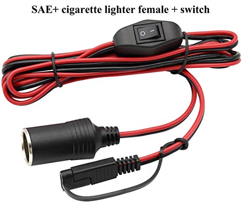 SAE Cigarette Lighter Battery Cable,16AWG 12V Cigarette Lighter Female Plug to SAE 2 Pin Quick Release Disconnect Connector Plug Adapter Extension Charging Cable with Switch(2.4m/7.8ft-F) - color: 2.4m-Female-Switch