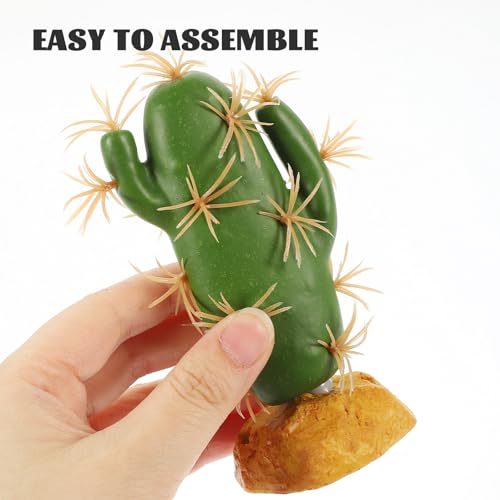 Artificial Reptile Terrarium Plants with Cactus Design, Simulation Habitat Decor for Lizard and Amphibian Tanks, Fake Plastic Plant for Reptile Habitat Accessories