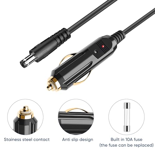DC 5.5x2.1mm Car Cigarette Lighter Power Cord,6.5ft 12V-24V Car Charger