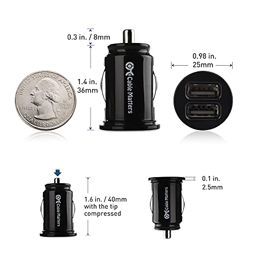 Cable Matters 2-Pack 4.8A 24W Flush Mount Dual USB Car Charger