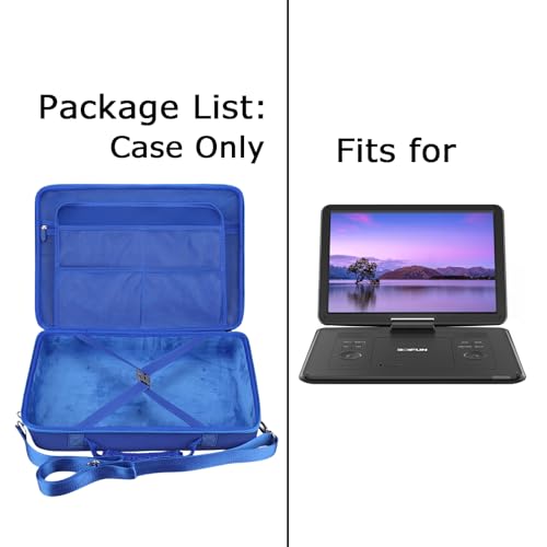 Tourmate Hard Storage Case for BOIFUN/YOTON/POFOTO/PJGCWB/WONNIE 17.5" Portable DVD Player，14'' 15.5" 15.7" 16.9" With Fixed Spring Rope EVA Box (Only Case) (Blue) - color: Blue