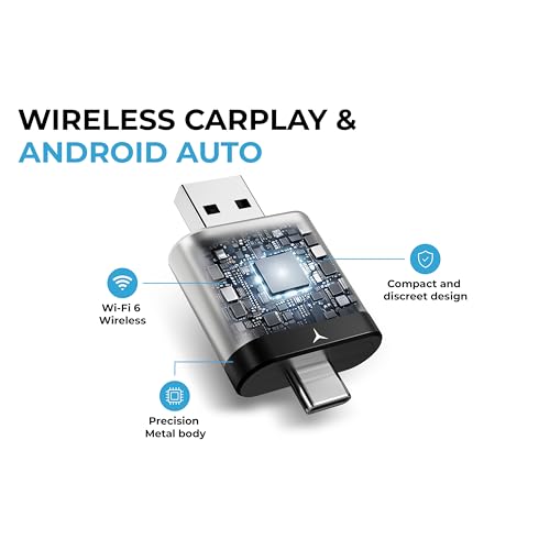 ZORVIA Wireless CarPlay Adapter for iPhone & Android Auto 2026 Upgraded - Convert Wired CarPlay to Wireless, Fast Auto Reconnect, Plug and Play, USB-C & USB-A (Silver) - color: Silver