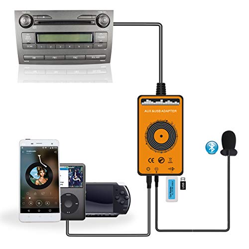 Car Stereo Transmitter Build-in Bluetooth 5.0 with USB & AUX Input Hands-Free Calling Adapter for Toyota Corolla 2005-2011, RAV4 2003-2011, Avensis 2003-2011, Tacoma 2004-2008 - style: For No Navigation