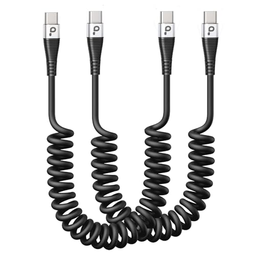 USB C Cable 3A Fast Charging 5FT Coiled USBC to USBC Charger Cable for Car - color: Silver, size: 5FT, style: USB C to USB C