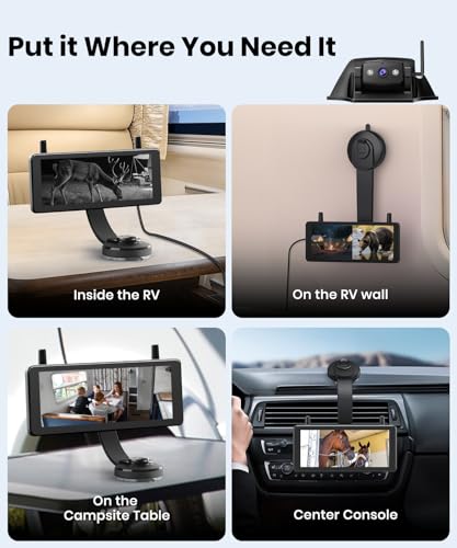 AUTO-VOX Wireless RV Backup Camera Bundle: Rear & Side Cameras with 7.2" HD Split-Screen Monitor and Flexible Bent Mount, Full Rear View Protection for RV, Travel Trailer, Motorhome, and Camper