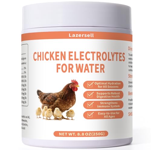 Chicken Electrolyte for Water, Ideal for Hydration, Immunity, Digestive Health, Chicken Vitamins, Electrolytes, and Probiotics, Multipurpose Poultry Vitamins for Chickens, Ducks, Turkeys, 8.8 OZ