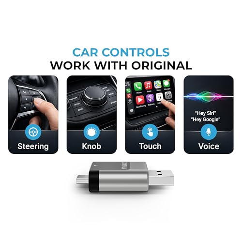 ZORVIA Wireless CarPlay Adapter for iPhone & Android Auto 2026 Upgraded - Convert Wired CarPlay to Wireless, Fast Auto Reconnect, Plug and Play, USB-C & USB-A (Silver) - color: Silver