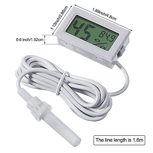 Weewooday Mini Digital Temperature Humidity Meters Gauge with Probe Gauge LCD Fahrenheit Display Thermometer Hygrometer for Incubator Reptile Plant Greenhouse Chicken Coop Garden(White, 3 Pieces) - size: White
