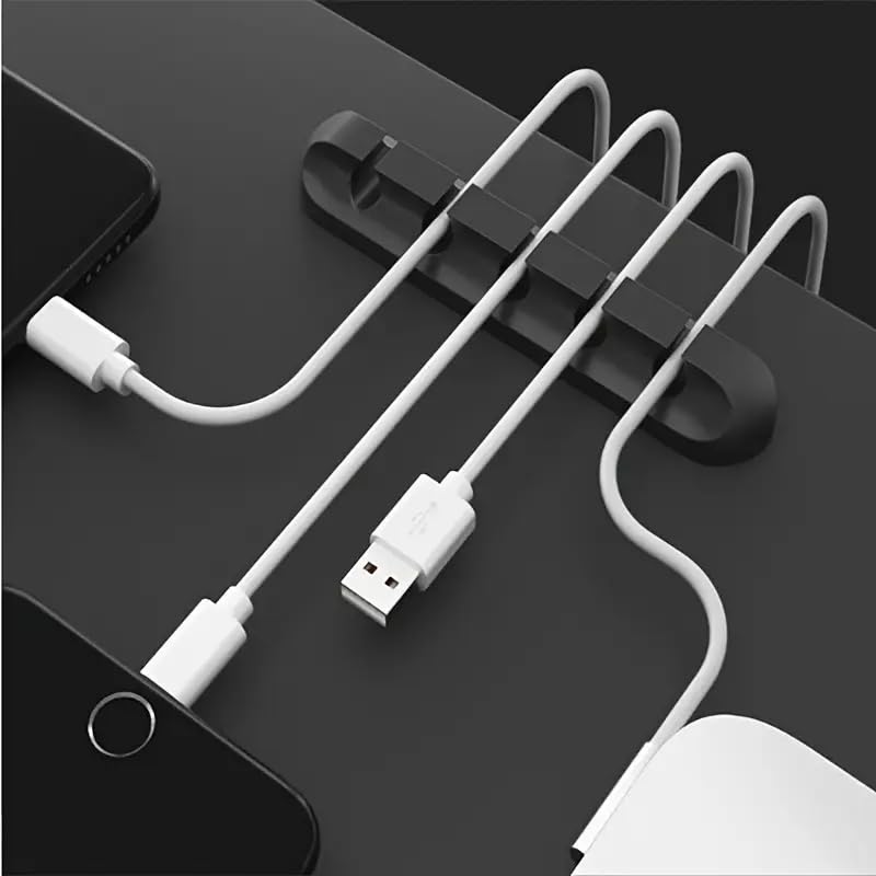 3-Pack Multifunctional Cable Organizers with 5 Slots | Durable USB Wire Management Clips for Home, Office, and Car -Black - color: Black