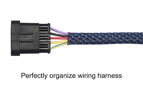 100ft - 1 inch PET Expandable Braided Sleeving – BlackBlue – Alex Tech Braided Cable Sleeve - color: Blackblue, size: 1"-100ft