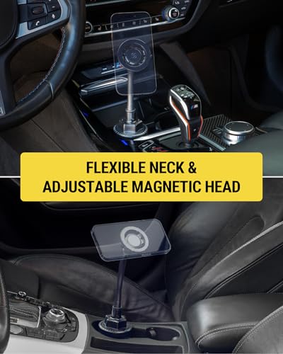 Scosche MagicMount™ SMSCUP Magnetic Cup Holder Phone Mount with Adjustable Gooseneck and Magnet Head, MagSafe Phone Holder for Car Compatible with iPhone 16 15 14 13 12 Series, Mag Safe Case & Android - size: 1 Pack, style: Cup Holder