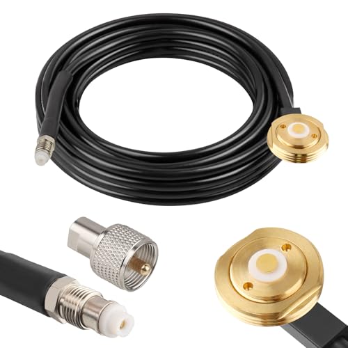 MOOKEERF NMO Antenna Cable,25FT Low Loss RG58 Coaxial CB Antenna Cable Extension with NMO and Removable UHF PL259 Male Connector for VHF/UHF/CB Radio - size: 25FT