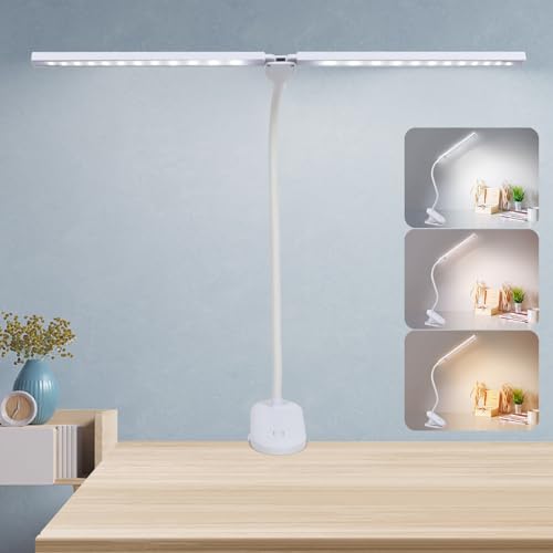 LED Reading Light with Clip, Desk Lamp 48 LEDs 2600mAh Battery USB Rechargeable Book Lights Stepless Adjustable Brightness Eye Protection Flexible Table Lamps for Bed Headboard, Home, Office - color: White