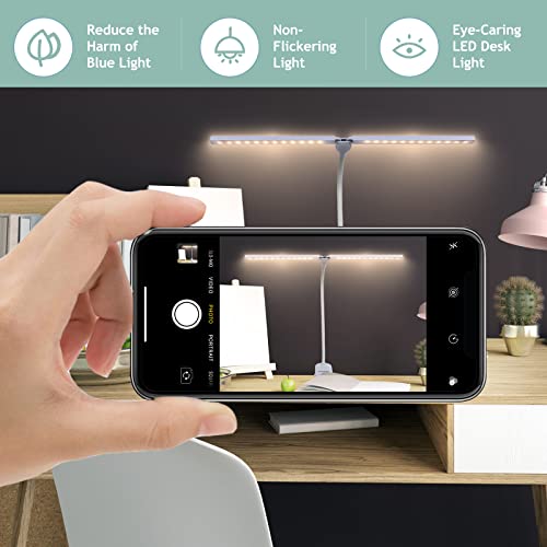 LED Reading Light with Clip, Desk Lamp 48 LEDs 2600mAh Battery USB Rechargeable Book Lights Stepless Adjustable Brightness Eye Protection Flexible Table Lamps for Bed Headboard, Home, Office - color: White