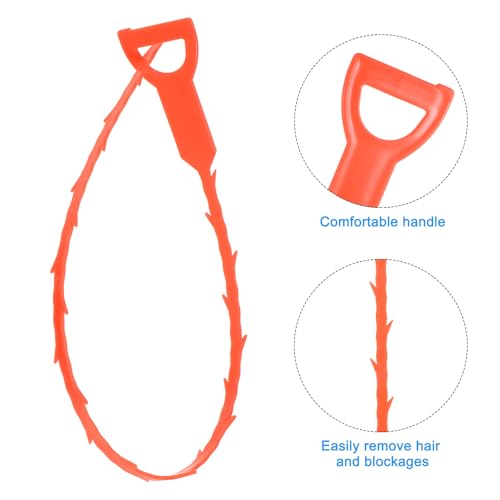 uxcell 3pcs 20 Inch Drain Hair Clog Remover Tool PP & 24 Inch Drain Cleaner Tool Sticks Stainless Steel Sewer Cleaning Hook Unclog Sink Unclogger for Toilet Bathtub Sewer, Red - color: Red, size: 24 Inch